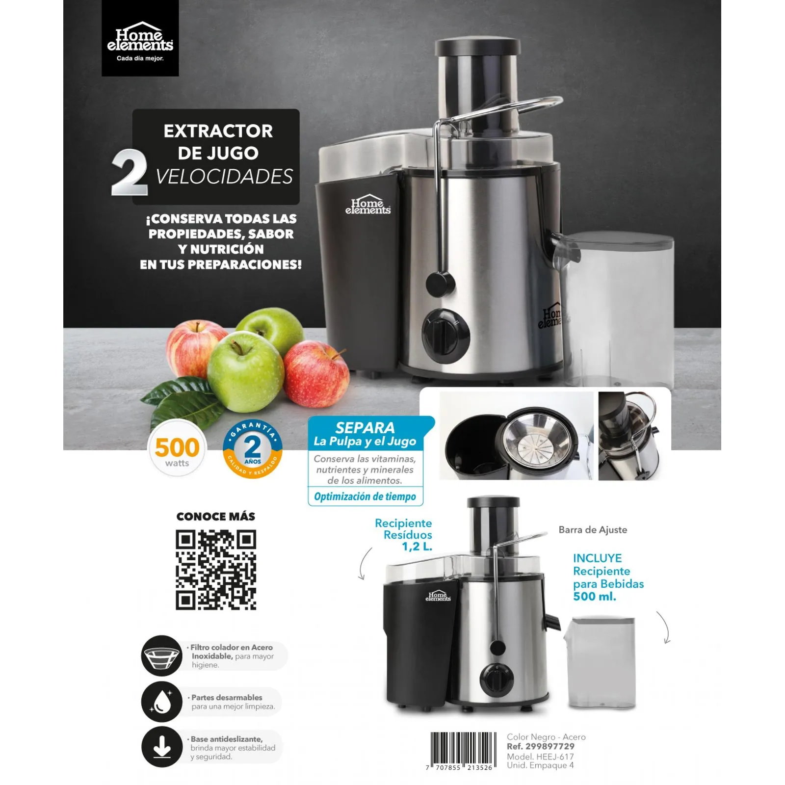 Extractor De Jugos 1.2 Litros Home Elements - Image 5