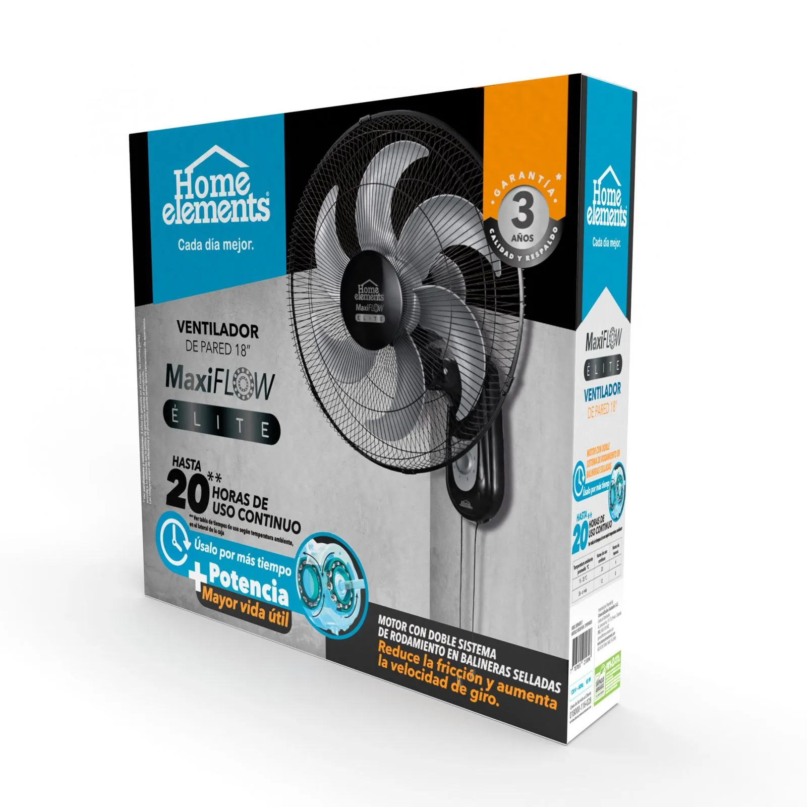 Ventilador de Pared Home Elements 18" Maxi Flow Negro Malla Metálica - Image 7