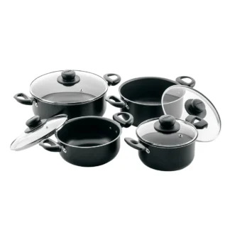 Batería 8 Piezas Aliada Universal - 4 Ollas con Tapa de Vidrio