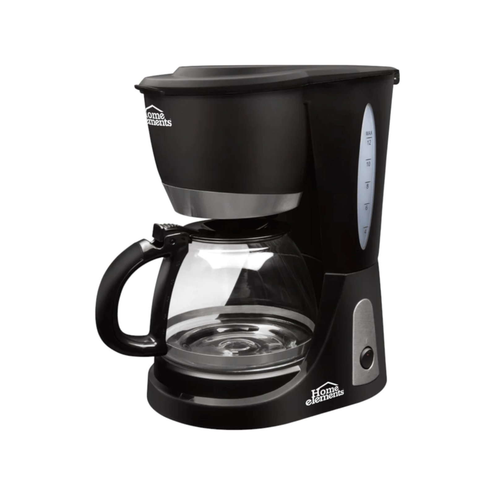 Cafetera Eléctrica Home Elements 12 Tazas Vidrio HE-7031A Negro 120V