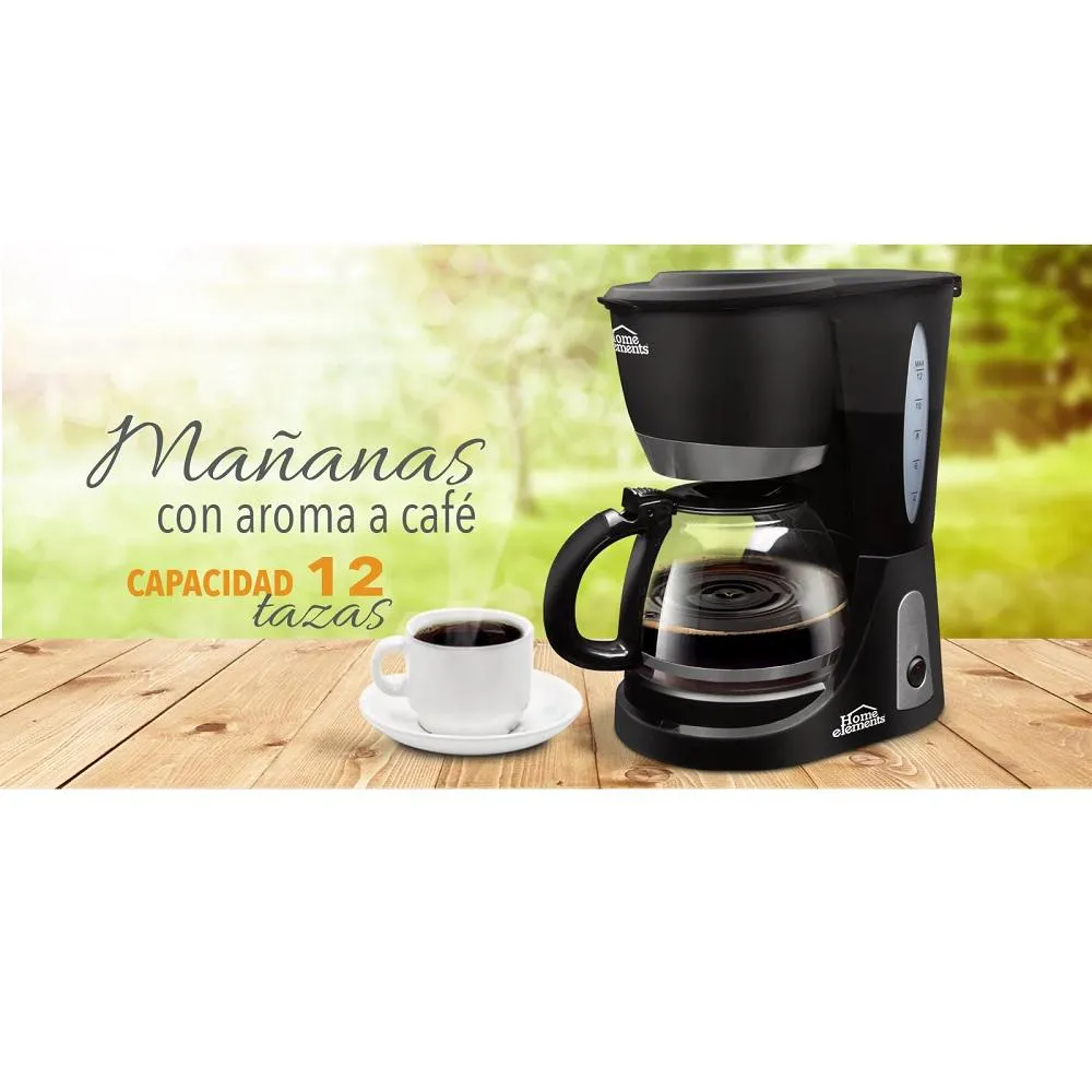 Cafetera Eléctrica Home Elements 12 Tazas Vidrio HE-7031A Negro 120V - Image 2